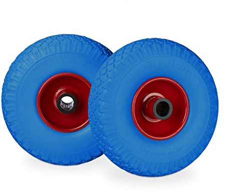 Relaxdays Sackkarrenrad Set, pannensicher, 3.00-4 Vollgummireifen, 25mm Achse, bis 100 kg, 260 x 85 mm, versch. Farben