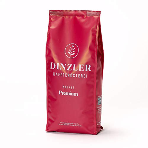 Dinzler Kaffeerösterei - Kaffee Premium - Kaffee | ganze Kaffeebohnen | kräftiger Frühstückskaffee | wenig Säure | 1kg ganze Bohne | Ideal geeignet für Vollautomaten | Hervorragendes Aroma