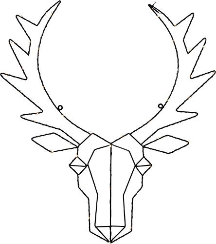 Star Cupid LED-Design-Rentierkopf, Metall, Schwarz, ca. 52 x 57 cm