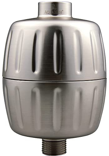 AquaBliss HD Heavy Duty High Output Shower Filter – Latest Superior Advanced 30x Filter Media - Universal Multi-Stage Shower Head Filter for Chemicals, Chlorine, Pesticides (SF500) - Brushed Nickel