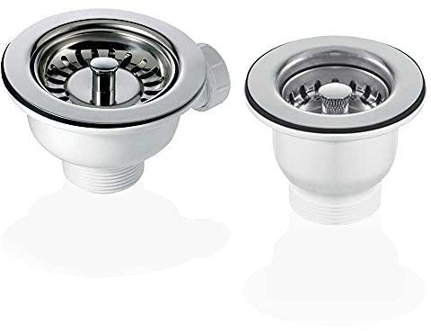 90 & 65mm Basket Strainer Waste for Astini, RAK, Rangemaster Ceramic Sink XK186+MBSWSS85-90-Chrome