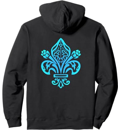 Élégante fleur de lys damassée bleu sarcelle vert Sweat à Capuche