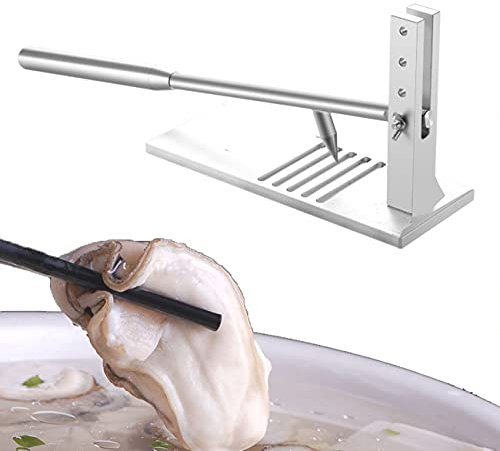 ZhiLianZhao Professioneller Austernöffner mit Rutschfestem Griff und Sockel, Oyster Clam Opener Machine mit Handschuhen, Anti-Rutsch-Design, Verstellbar, Lange Griffstange für Einfache Bedienung