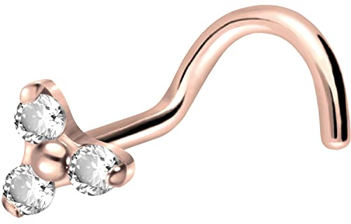 PIERCINGLINE Titan Nasenpiercing Spirale | KRISTALLBLUME | Nasenstecker | Farbauswahl