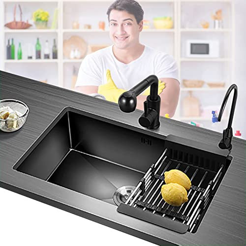 Fregadero de Montaje Fregaderos de Cocina de un solo Tazón de Acero Inoxidable Fregadero de Cocina Fregadero de Cocina con Protector de Fregadero Estación (F 3)