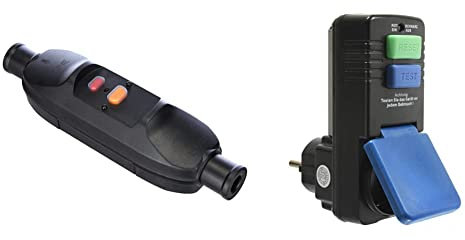 as - Schwabe Personenschutz-Zwischenschalter Schwabe 30 mA, Schwarz & Personenschutz-Zwischenstecker 30 mA – Schutzkontakt 230 V, 16 A max. 3500 W - Funktionsanzeige und Testschaltung – IP44 I 45230