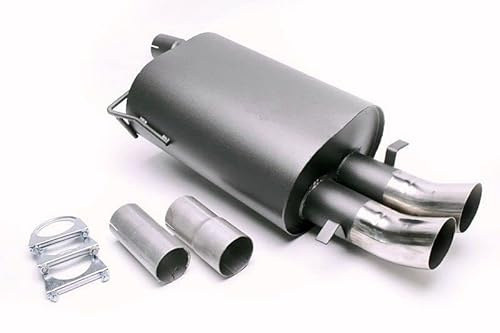 Sportendschalldämpfer DTM Sportauspuff Endschalldämpfer Stahl 2x76mm hoch rund scharf mit ABE für 5er E39 520i-528i 5/D - Eintragungsfrei - 1034162