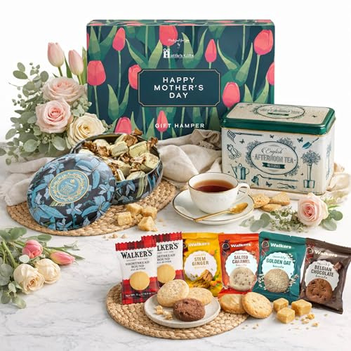 Luxury Mother’s Day Afternoon Tea Hamper – English Tea & Clotted Cream Fudge Tin with Shortbread Biscuits – Food Gift for Mum, Nan or Wife by Hattie's Gifts