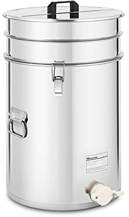 Wiesenfield WIE-HT-50 Maturatore per miele - 56 L - Con setaccio, coperchio e rubinetto di imbottigliamento - Acciaio inox