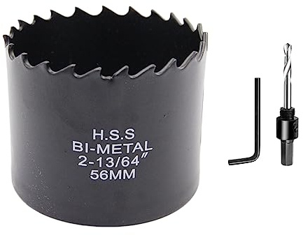 Hålsåg 56 mm Laiwei HSS cirkelsågshuvud, tjocklek 1,8 mm, skärdjup upp till 38 mm, lämplig för trä, plast, gipsskivor och runda rör
