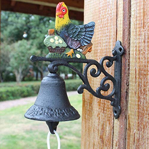 Antiker Türklopfer, amerikanischer Wandbehang, Ornament, Anhänger, Land, Gusseisen, Henne, manuelle Türklingel, Handglocke, kreative Schmiedeeisen-Gartenwanddekoration, manuelle Türklingel