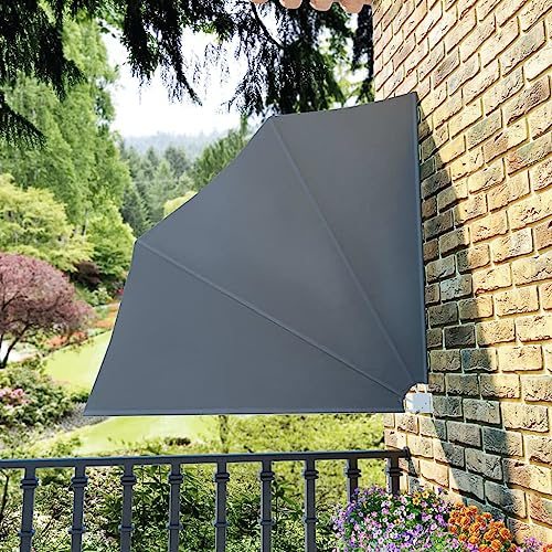 ZQQLVOO Sichtschutz Balkon Seitenwand Balkon Sichtschutz Faltbarer Balkonfächer Grau 140×140 cm Geeignet für Terrasse Garten im Freien
