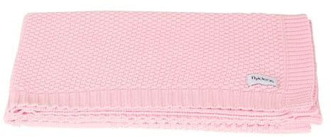 FlyIdeas Babydecke aus 100% Baumwolle Premium Strickdecke 90x70 cm | Samt Weich & Atmungsaktiv - Ideal als Kinderwagendecke, Puckdecke, Schmusedecke, Weiß