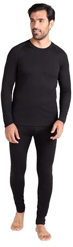 Mountain Warehouse Talus Mens Thermal Top & Pants Set - Lightweight & Breathable Baselayer, Isotherm, Moisture Wicking - Winter Camping, Outdoors, Travelling & Hiking Black (Top & Pant Set) 4XL