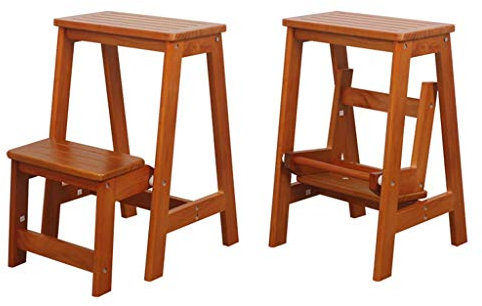 Kamnik Startseite Tritthocker,Tritthocker | Treppenstuhlsitze | Tragbares Blumenregal | 2-Stufen-Leiterstuhl | Multifunktionaler Klappstuhl | Hochklappbare Bibliotheks-/Küchen-/Bürostufen,D,B