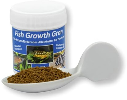 Fish Growth Gran 40 g, Fischfutter, Alleinfutter, Wachstumsfutter Granulat | Hauptfutter, langsam sinkendes Granulat für Zierfische; Körnung: 0,9 - 1,4 mm, Für vitale Tiere, abwechslungsreiche Ernährung