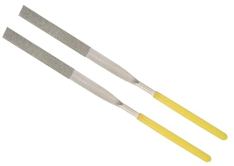 CoCud 2pz Lima ad Ago Rivestita in Diamante Attacco 4mm Lunghezza 160mm | Lima Piana Rivestita in Diamante, per Metallo Vetro Pietra