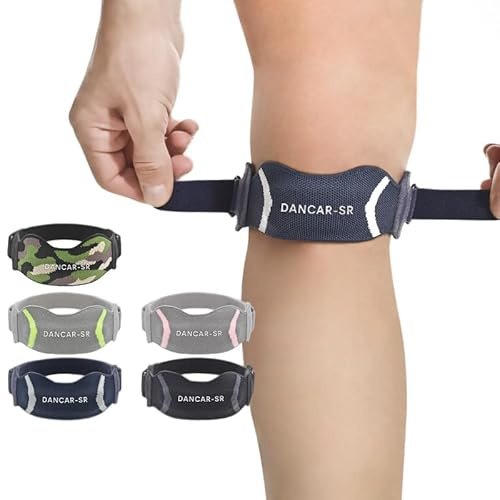 DANCAR-SR I Cinta rotulana I Rodillera menisco I Rodillera rotuliana para gimnasio I Cinta de sujecion 2 unidades l para hombre y mujer (Gris-Rosa)