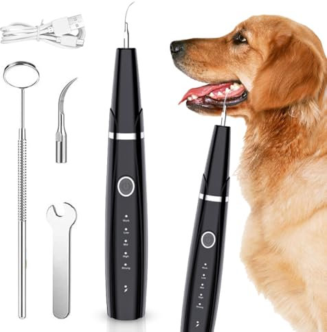 Piashow Zahnsteinentferner Zahnreiniger Ultraschall für Hund und Katze, Reinigung Pflege Set (Schwarz)
