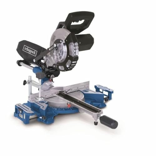 Scheppach Scie à onglet HM185 – 1400 W – Lame 185 mm – Largeur de coupe 240 mm – Lame inclinable à -45° – Laser de précision