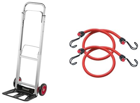 Meister 8985550 Diable - Aluminium - Repliable 90 kg & Master Lock 3020EURDAT Tendeurs avec Crochet [Pack de 2 Tendeurs] [Crochet Inversé]