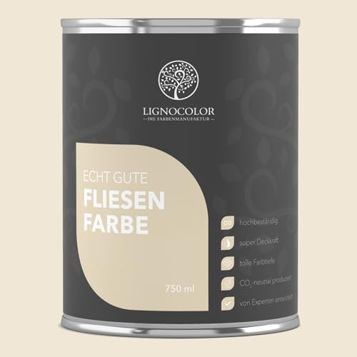 Lignocolor Fliesenfarbe matt | hochbeständige Farbe für Wand- & Bodenfliesen (Cream matt, 750 ml) | hochdeckend für den Innenbereich