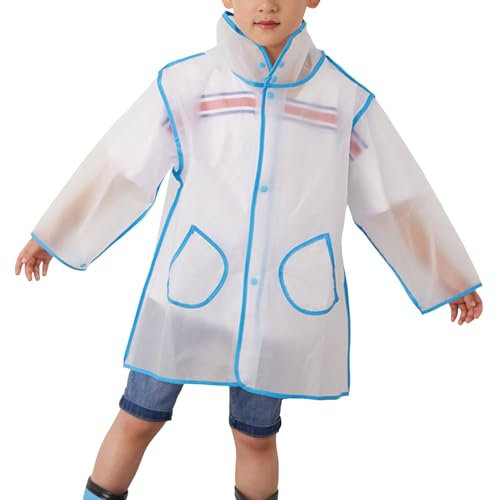 Regenponcho Kinder Wasserdicht Durchsichtig Regenjacke Regenponcho Wandern Festival Regencape Regenmantel Atmungsaktiv Faltbar Regenbekleidung Leichte Lang Mädchen und Jungen Regenschutz Regen Poncho