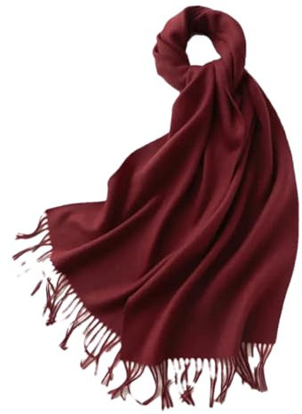 Damen Wollschal Quasten Wärme Kaschmir Schal, weinrot, One size