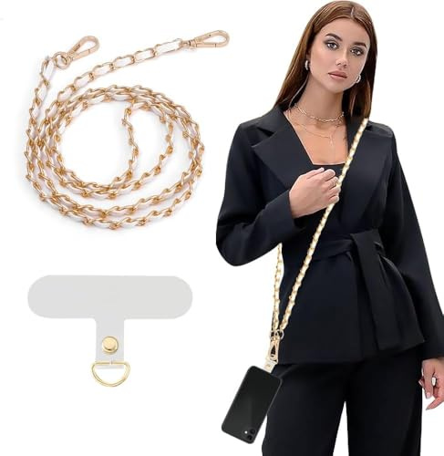 KBRPEY Cadena Eslabones Metálicos Correa Colgante Teléfono Móvil Cruzado Diagonal Ajustable Accesorio Smartphone Elegante
