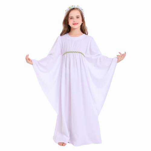 Funjoyz Disfraz de ángel Niños Niñas Vestido Blanco Angelito Para Navidad Halloween Año Nuevo Carnaval Mascarada Fiesta de Cumpleaños Cosplay,Accesorios de Ropa de ángel 110-160 CM