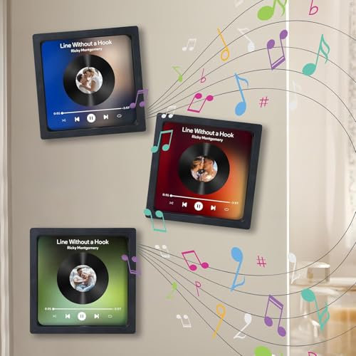 Custom Album Fridge Magnet with Photo, Personalised Song Refrigerator Magnet with Built-in Music Code Player,Personalized Picture Magnets for Refrigerator,Gifts for Couples,Adjust Volume