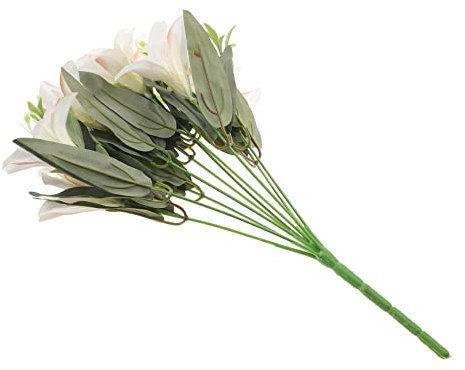Levemolo Bouquet De Lys Artificiels Décoratif Arrangement Floral Fleurs Fausses pour Mariage Fête Décoration Intérieur Et Événements Spéciaux Blanc