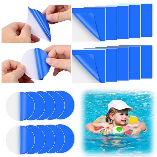 8 Pezzi Toppa di Riparazione in PVC Autoadesivo, Toppe per Materassini Gonfiabili, Kit Riparazione Piscina Gonfiabile Toppe, per Riparare Tutti I Letti Ad Acqua Delle Piscine, Quadrato e Rotondo