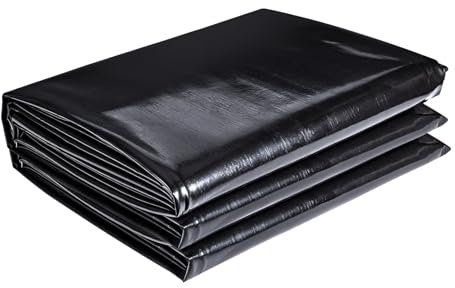 ToLanbbt Rivestimento per laghetto, 3 m x 3 m, in HDPE, resistente ai raggi UV, preformato, facile da tagliare, per stagni dall'aspetto naturale, cascate, stagni koi, giardino acquatico (nero)