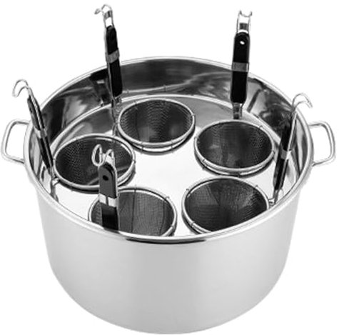 Pentola per La Pasta Cuocipasto Pasta Pentole Pasta Acciaio Inox Set Inserto Cuocipasto Pasta con Cestello Colino, Pentole Vaporiera Cuocipasto Pasta per Casa Cucina Ristorante, 5 Fori