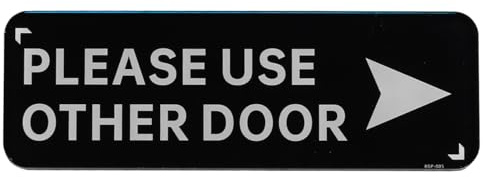 Tiardey Utilice Otra Puerta Derecha Señal de acrílico autoadhesiva para Puerta, Placas de Pared para Oficina, hogar, Negocio, señalización direccional Negra de 3 x 9 Pulgadas
