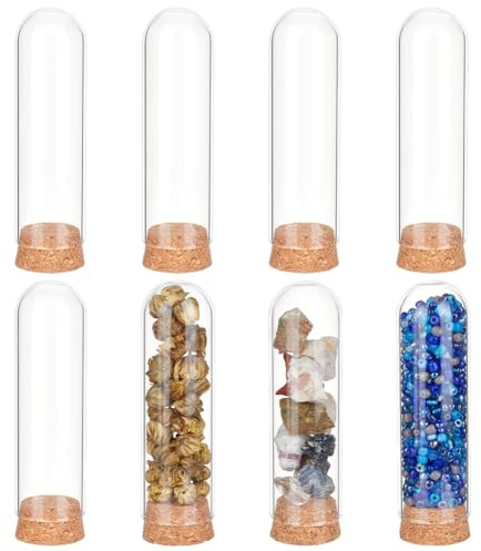 BENECREAT 8 Paquete de Frascos Decorativos con Cúpula de Vidrio de 110x30.5mm, Tapa de Campana, Decoración de Botellas para Regalos de Fiesta de Boda del Día de la Madre, Pequeños Proyectos de Arte