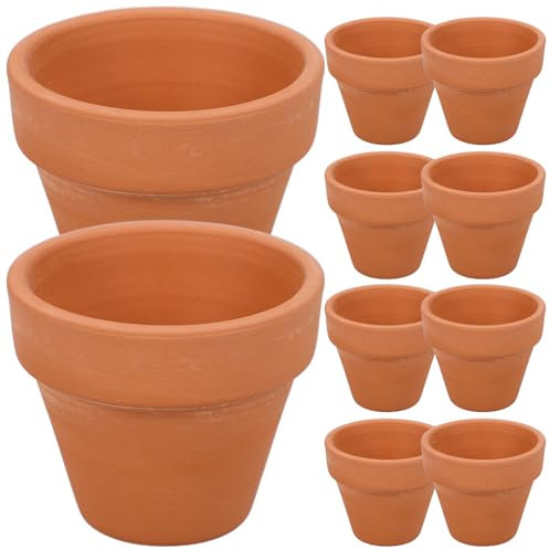 Toyvian 10pièces Lot de Mini Pots Terre Cuite pour Cactus Fleurs Plantes avec Drainage Cadeaux Et Décoration Intérieure