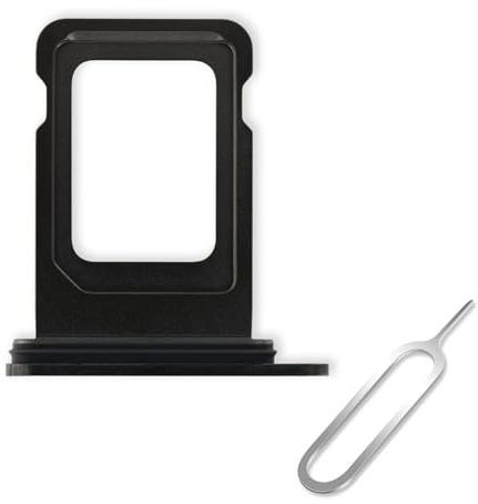 Cemobile SIM Card Tray Slot Holder Ersatz für iPhone 15 Pro & 15 Pro Max (Single SIM Version) mit wasserdichtem Gummidichtring + offenem Auswurfstift (Schwarzes Titan)