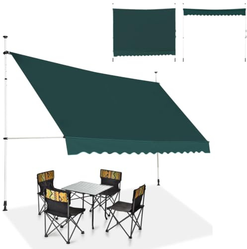 COSTWAY Tenda da Sole per Esterno, Tenda da Sole a Morsetto per Balcone con Struttura Telescopica e Tessuto Resistene ai Raggi Solari, Regolabile in Altezza e in Angolazione (150 cm,Verde)