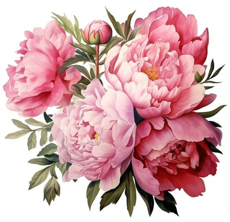 Colexy Stickers Muraux Fleur de Pivoine, Stickers Muraux Vintage Fleur, Sticker Muraux Fleurs Décoratifs Pivoine, Peint Chambre Décoration Fond, 30 x 30cm