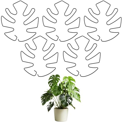 GmwyCzV 5 Pezzi Supporto per Piante Monstera, Supporti Stelo Piante Riutilizzabile, Sostegni per Fiori da Vaso con Design Unico delle Fogli, per Vegetali, Ortaggi, Fiori