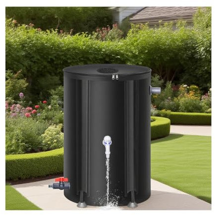 HOFUNTRE Serbatoio Cisterna Recupero Acqua Piovana，Adatto for Lo Stoccaggio dell'Acqua A Lungo Termine, Materiale Anti-invecchiamento, Non Facile da Danneggiare(Black,1000L)