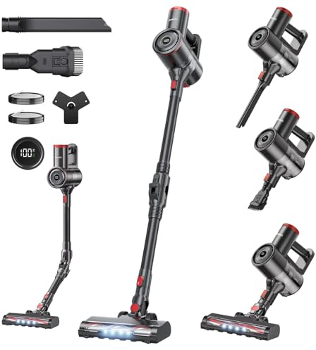 RONEAIR Cordless Vacuum Cleaner for Home,Cleans Under Furniture Without Bending,40Kpa 45Mins,Self-Standing,Powerful Stick Vacuum Cordless for Pet Hair,Hard Floors,Carpets,Car