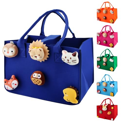 Cesta Fieltro, Dwafill 30 * 20 * 18 cm Bolsa de Fieltro con Manijas, Para Compras y Almacenamiento (I, M)