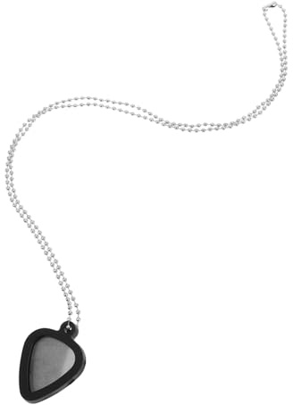 Kisangel Einstellbare Silikon-Gitarren-Plektrum-Halskette Für Bass Ukulele Gitarristen Mit Edelstahl Picks Herzanhänger Musiker Geschenk Zubehör