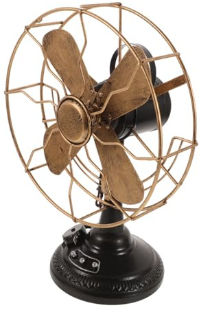 MAGICLULU Ventilador Mesa Vintage de Hierro Retro Mediano Color Antiguo Adorno Decorativo de Escritorio para Clásicos y Oficinas
