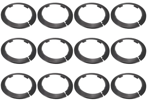 QUARKZMAN 12 Pcs Flange Water Pipe Cover, 155mm x 115mm Plastic Round Escutcheon Pipe Collar Clip-on Pipe Cover Radiator Wall Split Flange for 114mm/4.49 Out Diameter Pipe Tube, Black
