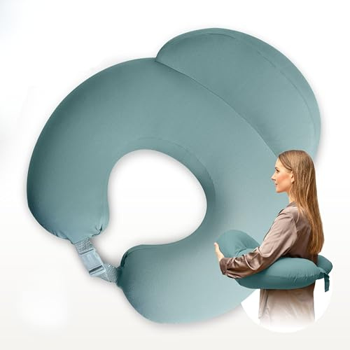 sei Design Stillkissen klein Baby- Stillhörnchen mit abnehmbaren Stillkissenbezug aus 100% Baumwolle - Stillmond - Stillkissen Mond Lagerungskissen, Baby Erstausstattung