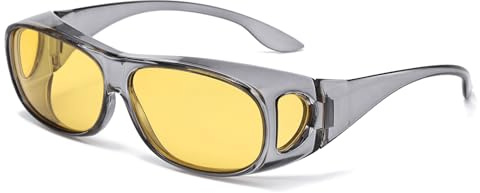 YUELUQU Nachtsichtbrille für Fahrer Unisex Gelbe Linse Blendfrei Brillenträgerfreundlich Auto-Sicherheitsbrille zum Nachtfahren
